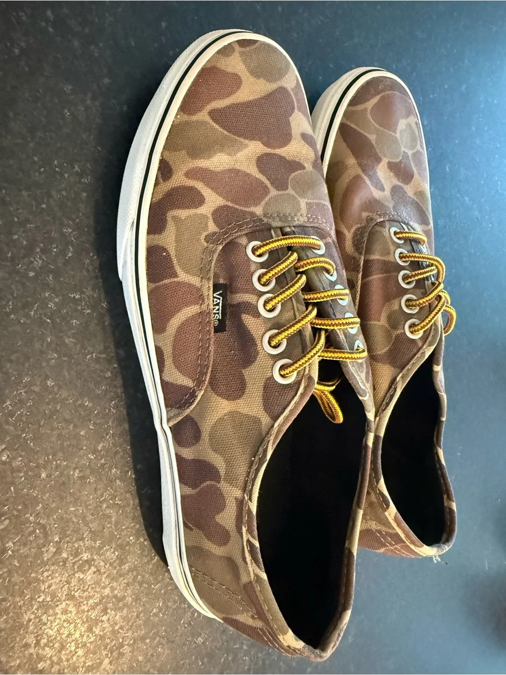 Vans  Brown Camo Canvas Authentic Sneakers